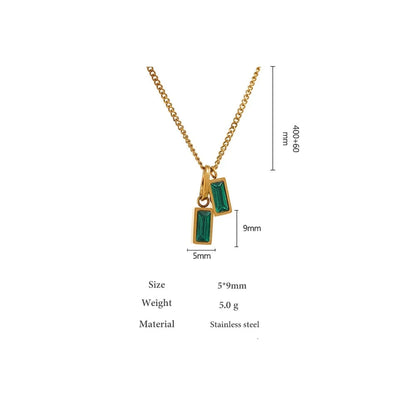 Green Duo Rectangle Pendant Necklace