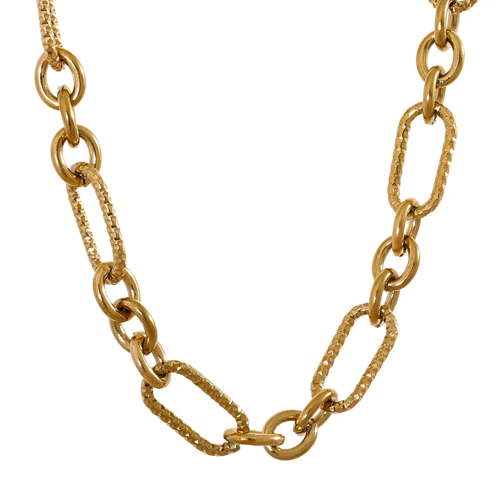 Elevate your style with our Wide Chain Necklaces and Bracelets Set. Crafted from hypoallergenic stainless steel and plated with 18k gold, this set combines elegance with sustainability. Perfect for any occasion.