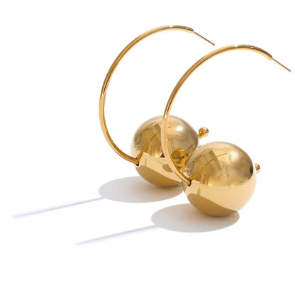 Elegant Golden Spherical Hoop Earrings