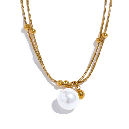 Pearl Pendant Necklace with Beaded Chain