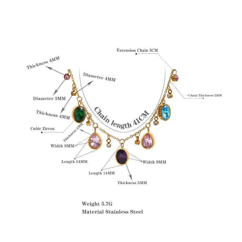 Multicolored Shine Zirconia Necklace