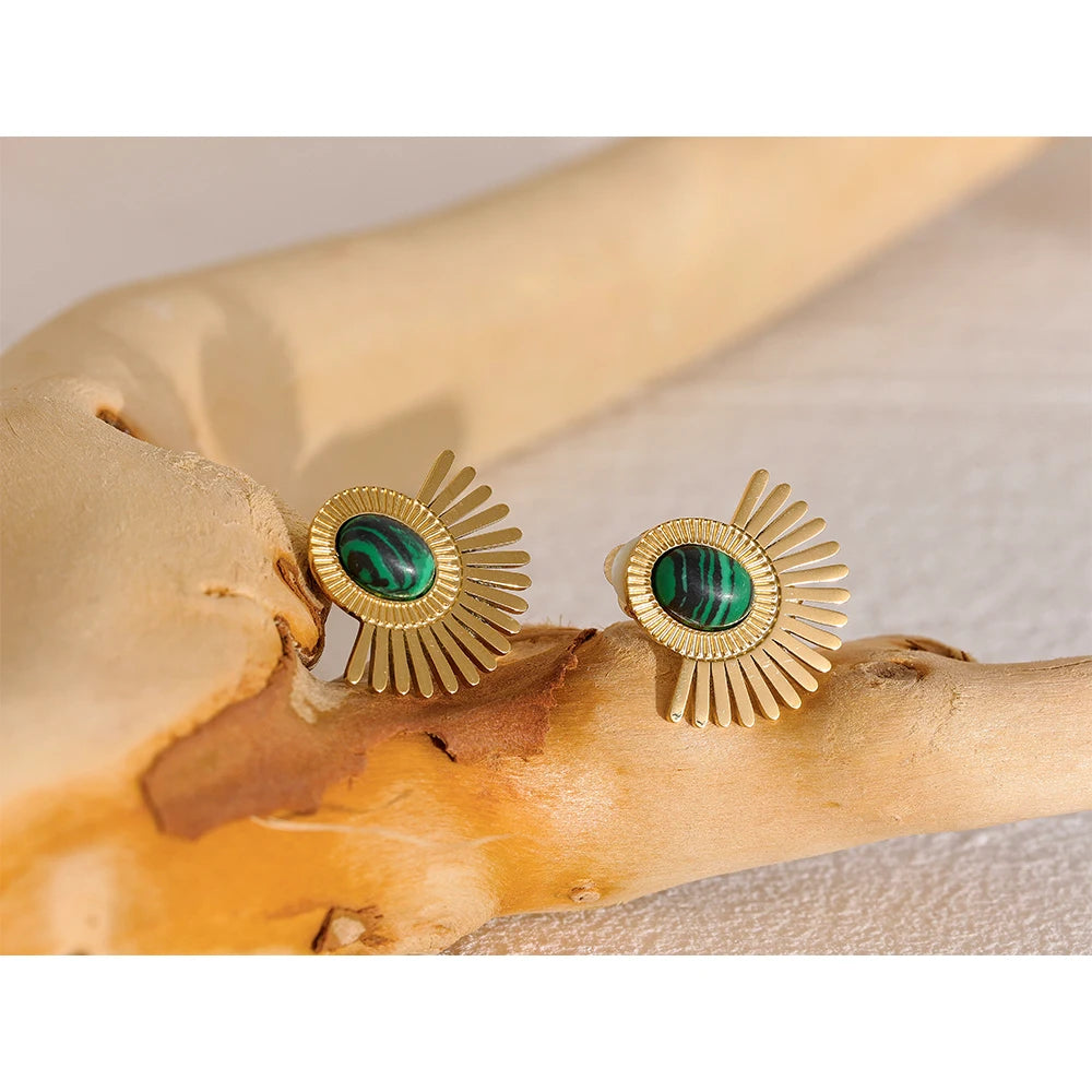 Discover elegance with our Egyptian Glow Natural Stone Earrings. Crafted from hypoallergenic, eco-friendly stainless steel with a resilient 18k gold plated finish, each natural stone is selected for its unique beauty, capturing the essence of Egyptian luminosity. Perfect for adding exotic charm to any look.