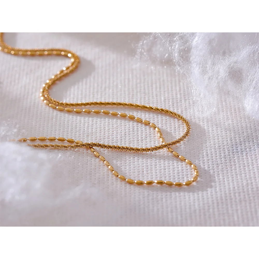 Double Layered Bean Chain Necklace