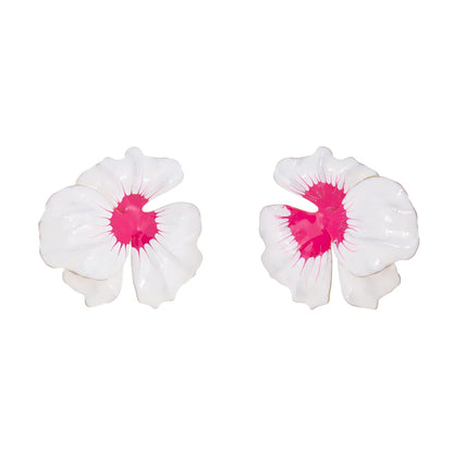 Elegant Enamel Flower Stud Earrings