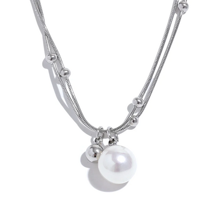 Pearl Pendant Necklace with Beaded Chain