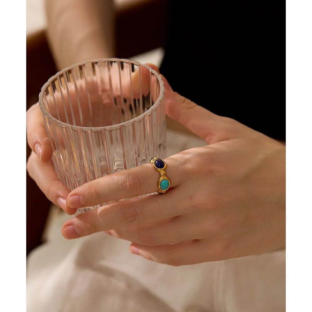 Another angle of the model wearing the ring, emphasizing its elegant design and stylish appearance.