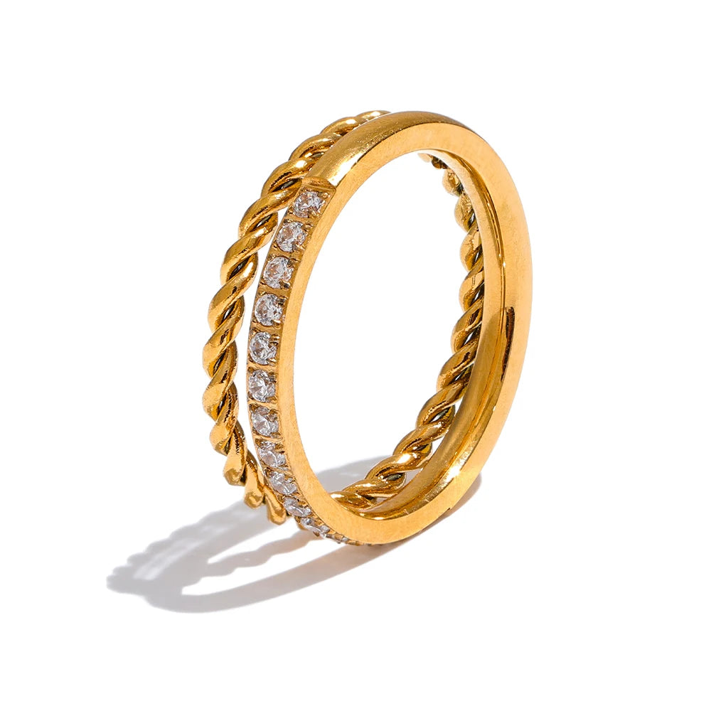 Pavé Zirconias Twisted Double Band Ring