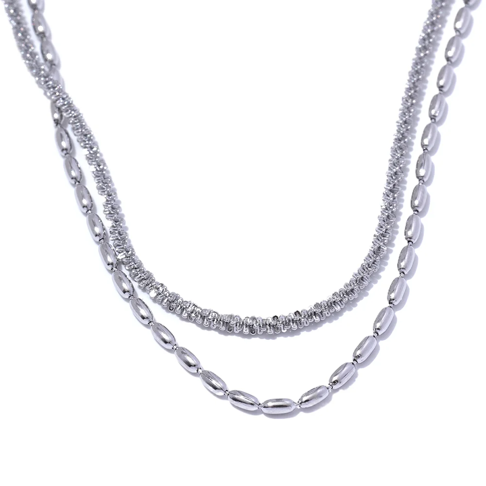 Double Layered Bean Chain Necklace