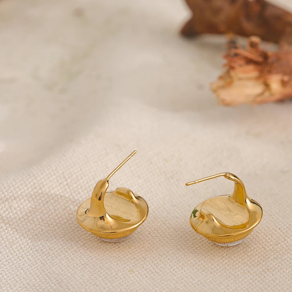 Serenity Natural Stone" earrings feature unique natural stones on hypoallergenic stainless steel hooks, plated with durable 18k gold.