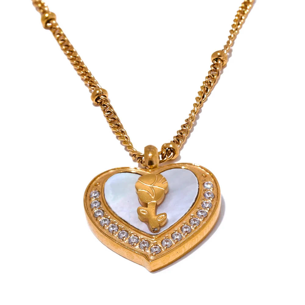 Exquisite Heart Flower Pendant Necklace