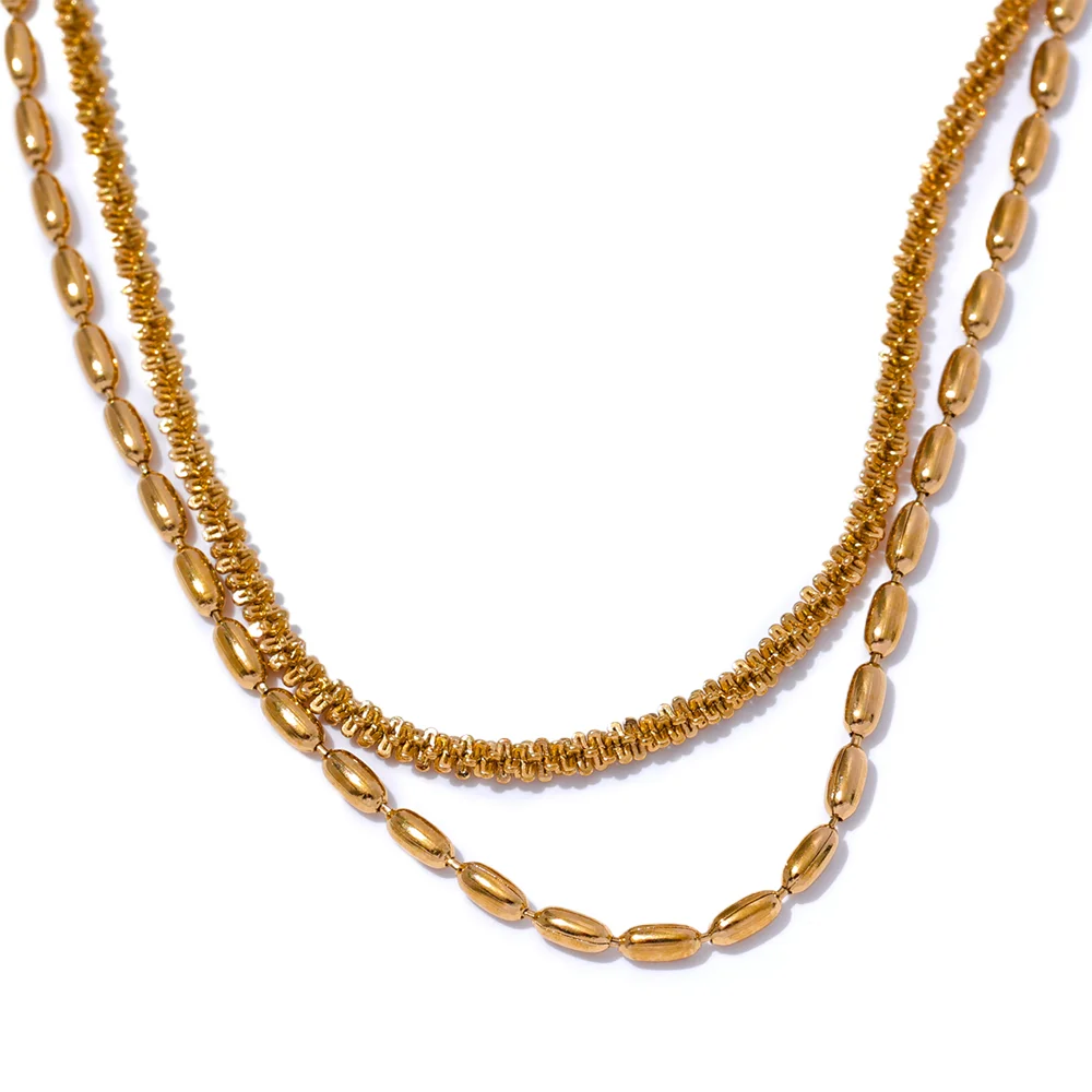 Double Layered Bean Chain Necklace