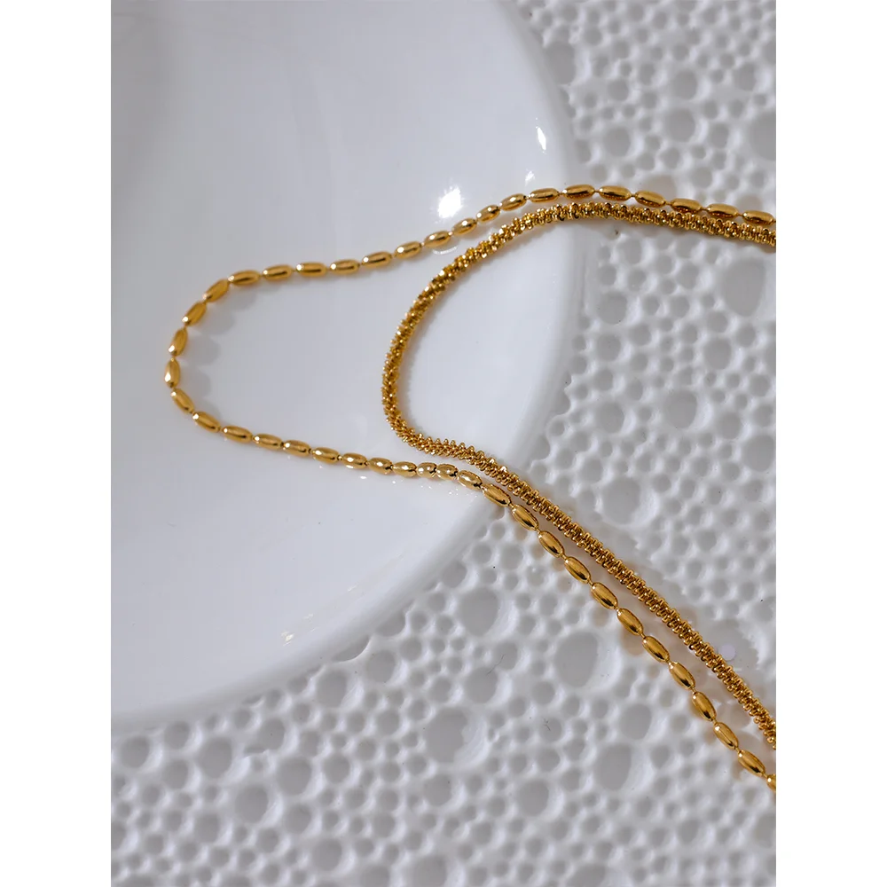 Double Layered Bean Chain Necklace